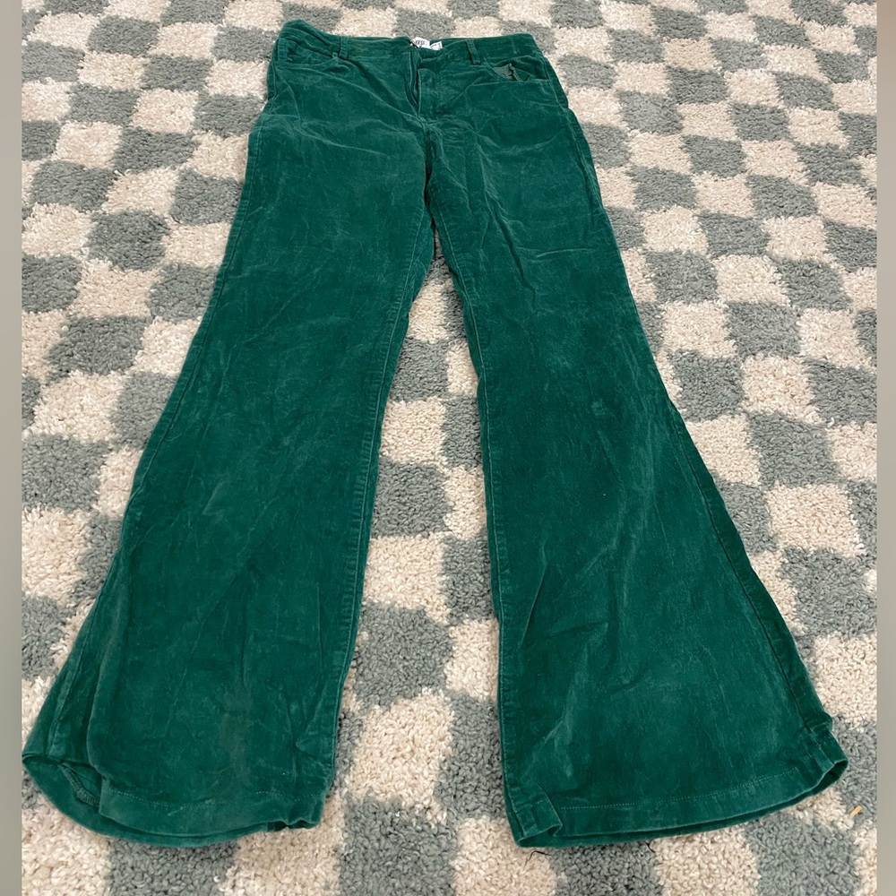 Green velvet flare pants princess Polly